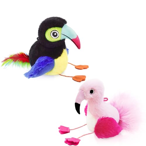 Migipaws Katzenspielzeug, Plüsch-Tukan und Flamingo von Migipaws