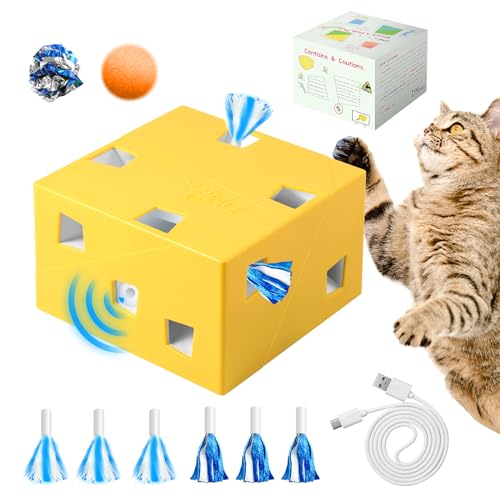 Migipaws Katzenspielzeug,Interaktives Elektrisches 12-Loch-Mäuse-Whack-A-Mole,Upgrade Intelligentes Spielzeug,3St Federn und 3St Bänder,Lustiges Karton Design,USB Wiederaufladbar Migipaws Katzenspielzeug,Interaktives Elektrisches 12-Loch-Mäuse-Whack-A-Mole,Upgrade Intelligentes Spielzeug,3St Federn und 3St Bänder,Lustiges Karton Design,USB Wiederaufladbar von Migipaws