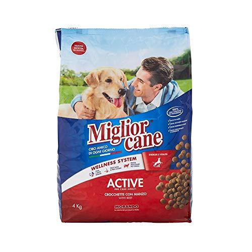 Best Cane Active Hundefutter für Rind, Vitamine, Omega 3, Fußball, Phosphor für gesündere Muskeln, Knochen, Zähne und Haare – 4 kg von Miglior Cane