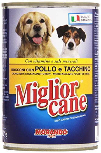 Migliorcane - Komplettfutter für Hunde, Bocconi mit Huhn und Truthahn - 12 Milch à 405 g [4860 g] von Miglior Cane
