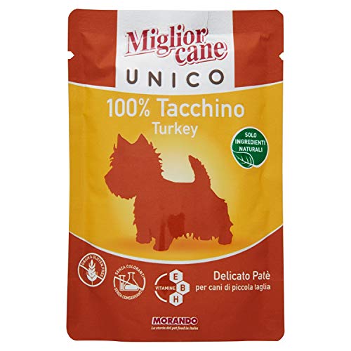 Migliorcane Unico Pastete Nassfutter für Hunde (, 100% Made in Italy, Hauptzutat: Pastete Pute, Hundefutter nass, hochwertiger Hundesnack, Portionsgröße: 100 g) von Miglior Cane
