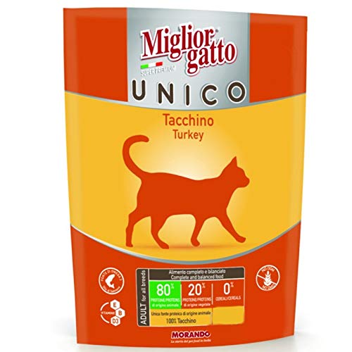 Migliorgatto Unico Croquettes Trockenfutter für Katzen (100% Made in Italy, Hauptzutat: Truthahn, Katzentrockenfutter, Katzenleckerlies, Portionsgröße: 400 g) von Migliorgatto