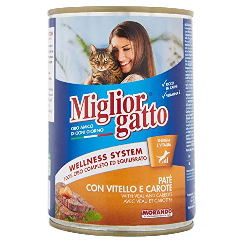 Migliorgatto Classic Pastete Nassfutter für Katzen (100% Made in Italy, Katzennassfutter, Hauptzutat: Kalbfleisch und Karotten, Nassfutter Katze, Portionsgröße: 400 g) von Miglior Cane