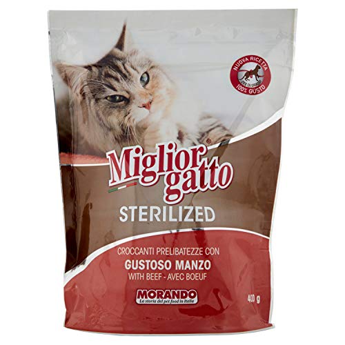Migliorgatto Sterilized Croquettes Trockenfutter für Katzen (100% Made in Italy, Hauptzutat: Rindfleisch, Katzentrockenfutter, Katzenleckerlies, Portionsgröße: 400 g) von Migliorgatto