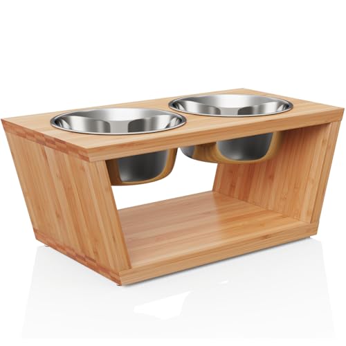 Migosset Futterstation - Erhöhter Futterspender für kleine, mittlere & größere Hunde - Futternapf-Halterung aus Bambus - Mit 4 Edelstahlnäpfen: 4X 1650 ml- 18 x 44,5 x 23 cm - Mittelgroß Migosset Futterstation - Erhöhter Futterspender für kleine, mittlere & größere Hunde - Futternapf-Halterung aus Bambus - Mit 4 Edelstahlnäpfen: 4X 1650 ml- 18 x 44,5 x 23 cm - Mittelgroß von Migosset