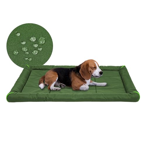 Miguel Outdoor Wasserdichtes Hundebett für Metallhundekäfige Wasserabweisende Oxford Allwetter Haustiermatte Strapazierfähig Leicht abwischbar Reise Innen und Außenwelpe Katzenbett(91cm/36inch Grün) von Miguel