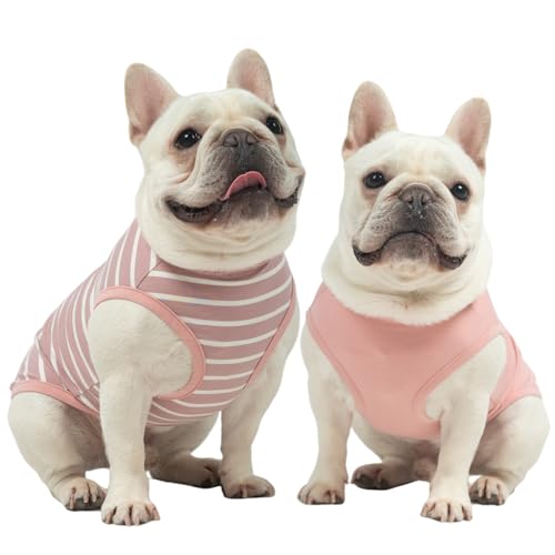 MIHACHI Hunde-Shirts, Hundekleidung, 2er-Pack für kleine und mittelgroße Hunde – atmungsaktiv, leicht, Baumwolle, ärmellose Weste, Tank-Tops für Sommer, Welpen, Katzen, Jungen, Mädchen, Outfit, Rosa MIHACHI Hunde-Shirts, Hundekleidung, 2er-Pack für kleine und mittelgroße Hunde – atmungsaktiv, leicht, Baumwolle, ärmellose Weste, Tank-Tops für Sommer, Welpen, Katzen, Jungen, Mädchen, Outfit, Rosa von Mihachi