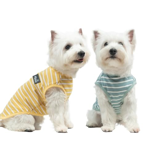 MIHACHI Hunde-Shirts, Hundekleidung, 2er-Pack für kleine und mittelgroße Hunde – atmungsaktiv, leicht, Baumwolle, ärmellose Weste, Tank-Tops für Sommer, Welpen, Katzen, Jungen, Mädchen, Outfit grün MIHACHI Hunde-Shirts, Hundekleidung, 2er-Pack für kleine und mittelgroße Hunde – atmungsaktiv, leicht, Baumwolle, ärmellose Weste, Tank-Tops für Sommer, Welpen, Katzen, Jungen, Mädchen, Outfit grün von Mihachi