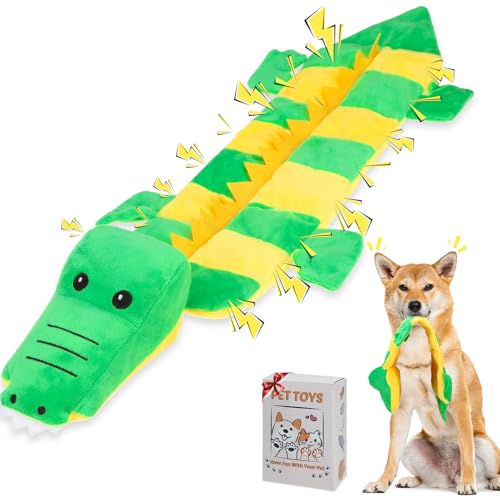 Mihachi 16 Quietschspielzeug für Hunde, keine Füllung, Plüsch-Kauspielzeug, Krokodil von Mihachi