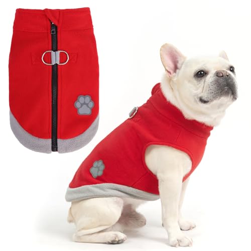 Mihachi Hunde-Fleeceweste, Pullover, warmer Pullover, Step-in-Hundejacke mit Doppel-D-Ring-Leine, für den Winter, kaltes Wetter, reflektierender Mantel, Kleidung mit Kapuze für kleine, mittelgroße Mihachi Hunde-Fleeceweste, Pullover, warmer Pullover, Step-in-Hundejacke mit Doppel-D-Ring-Leine, für den Winter, kaltes Wetter, reflektierender Mantel, Kleidung mit Kapuze für kleine, mittelgroße von Mihachi