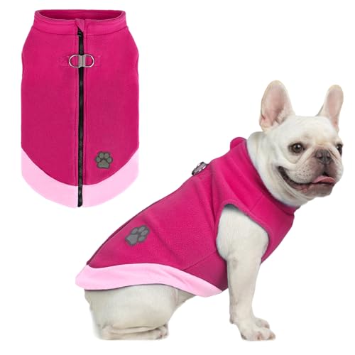 Mihachi Hunde-Fleeceweste, warmer Pullover mit Reißverschluss, mit Doppel-D-Ring-Leine, für den Winter, kaltes Wetter, reflektierender Mantel, Kleidung für kleine, mittelgroße Hunde, Welpen, Katzen von Mihachi