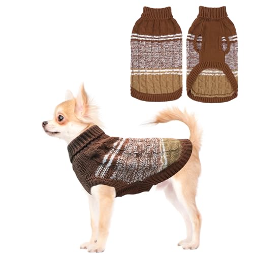 Mihachi Hundepullover für kaltes Wetter, warmer Hundemantel, Rollkragen, gestrickte Hundekleidung mit Loch für die Leine für kleine bis große Jungen, Mädchen, Hunde, Katzen, Haustiere, Beige, XS Mihachi Hundepullover für kaltes Wetter, warmer Hundemantel, Rollkragen, gestrickte Hundekleidung mit Loch für die Leine für kleine bis große Jungen, Mädchen, Hunde, Katzen, Haustiere, Beige, XS von Mihachi