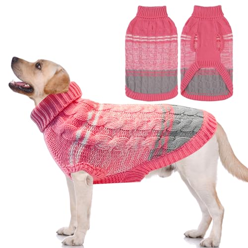 Mihachi Hundepullover für kaltes Wetter, warmer Hundemantel, Rollkragen, gestrickte Hundekleidung mit Loch für die Leine für kleine bis große Jungen, Mädchen, Hunde, Katzen, Haustiere, Rosa, Größe M Mihachi Hundepullover für kaltes Wetter, warmer Hundemantel, Rollkragen, gestrickte Hundekleidung mit Loch für die Leine für kleine bis große Jungen, Mädchen, Hunde, Katzen, Haustiere, Rosa, Größe M von Mihachi