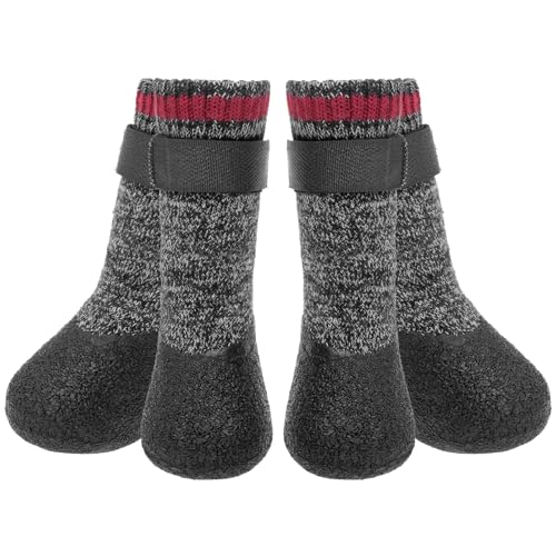 Mihachi Hundesocken, Gummisohle, Pfotenschutz mit Riemen, Traktionskontrolle, rutschfest, wasserdicht, Stiefel, Winterpfotenschutz, schwarz, XS Mihachi Hundesocken, Gummisohle, Pfotenschutz mit Riemen, Traktionskontrolle, rutschfest, wasserdicht, Stiefel, Winterpfotenschutz, schwarz, XS von Mihachi