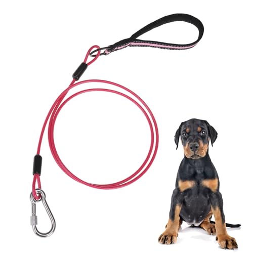 Mihachi Kaufeste Hundeleine, weich, reflektierend, gepolsterter Griff, wasserdicht, Anti-Biss-Leinen, Edelstahl-Drahtseil für kleine, mittelgroße und große Hunde, 1,5 m, Rosa Mihachi Kaufeste Hundeleine, weich, reflektierend, gepolsterter Griff, wasserdicht, Anti-Biss-Leinen, Edelstahl-Drahtseil für kleine, mittelgroße und große Hunde, 1,5 m, Rosa von Mihachi