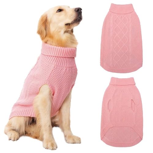 Mihachi Rollkragen-Hundepullover – Wintermantel Bekleidung Klassische Zopfstrickkleidung mit Loch für die Leine für kaltes Wetter, Haustier im Neujahr von Mihachi