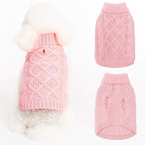 Mihachi Rollkragen-Hundepullover – Wintermantel Bekleidung Klassische Zopfstrickkleidung mit Loch für die Leine für kaltes Wetter, Haustier im Neujahr von Mihachi