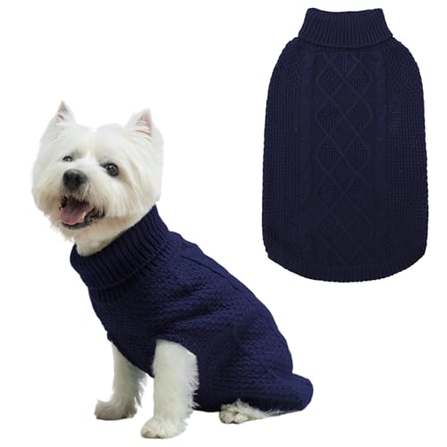 Mihachi Rollkragen-Hundepullover – Wintermantel Bekleidung Klassische Zopfstrickkleidung mit Loch für die Leine für kaltes Wetter, Haustier im Neujahr von Mihachi