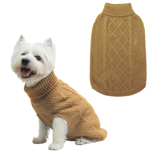 Mihachi Rollkragenpullover für Hunde, Wintermantel, Klassische Zopfstrickkleidung mit Loch für die Leine für kaltes Wetter von Mihachi