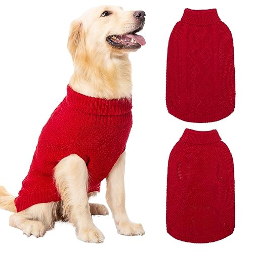 Mihachi Rollkragenpullover für Hunde, Wintermantel, Klassische Zopfstrickkleidung mit Loch für die Leine für kaltes Wetter Mihachi Rollkragenpullover für Hunde, Wintermantel, Klassische Zopfstrickkleidung mit Loch für die Leine für kaltes Wetter von Mihachi