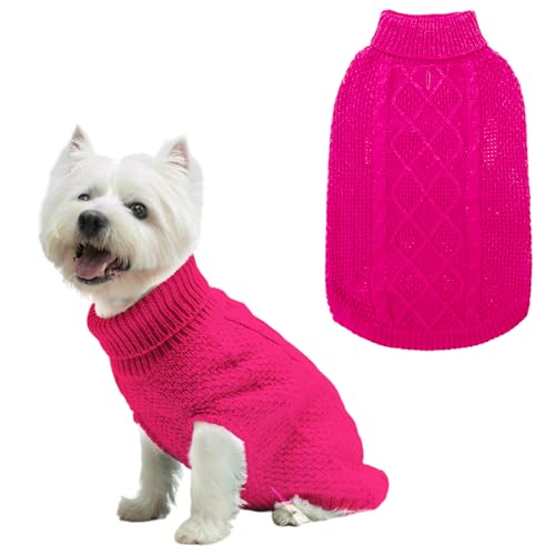 Mihachi Rollkragenpullover für Hunde – Wintermantel, klassische Zopfstrickkleidung mit Loch für die Leine für kaltes Wetter, ideales Geschenk für Haustiere zu Neujahr von Mihachi