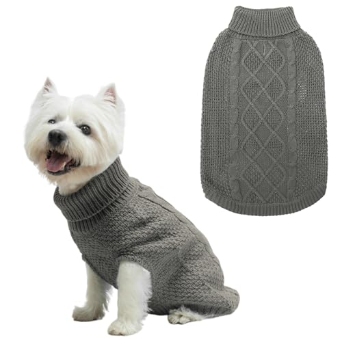 Mihachi Rollkragen-Hundepullover – Wintermantel Bekleidung Klassische Zopfstrickkleidung mit Loch für die Leine für kaltes Wetter, ideales Geschenk für Haustier im Neujahr von Mihachi
