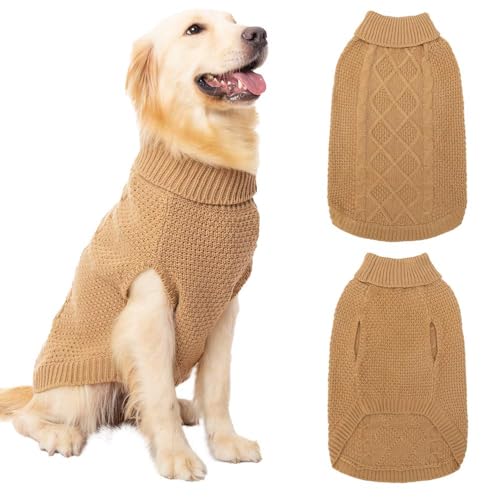 Mihachi Rollkragenpullover für Hunde, Wintermantel, Klassische Zopfstrickkleidung mit Loch für die Leine für kaltes Wetter von Mihachi