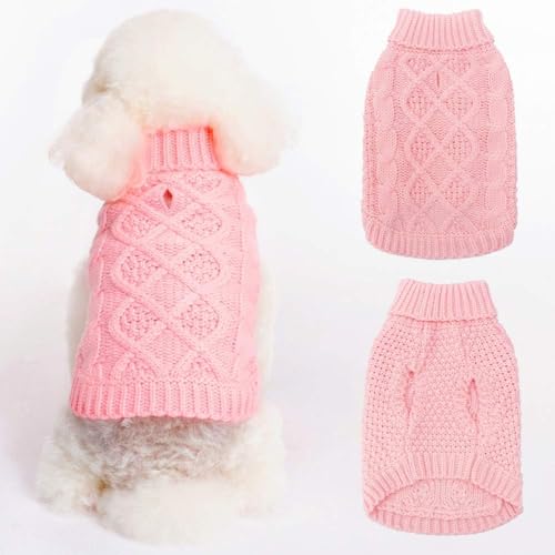 Mihachi Rollkragenpullover für Hunde – Wintermantel, Klassische Zopfstrickkleidung mit Loch für die Leine für kaltes Wetter, Haustiere zu Neujahr von Mihachi