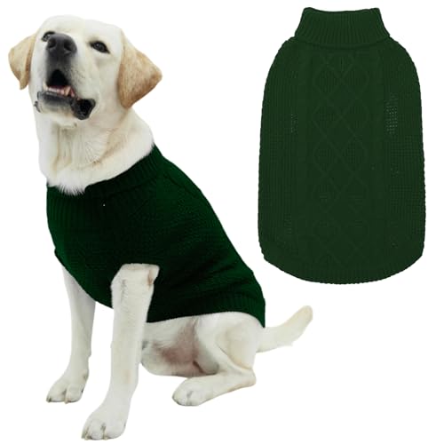 Mihachi Rollkragenpullover für Hunde – Wintermantel, klassische Zopfstrickkleidung mit Loch für die Leine für kaltes Wetter, ideales Geschenk für Haustiere zu Neujahr, Armeegrün, Größe M Mihachi Rollkragenpullover für Hunde – Wintermantel, klassische Zopfstrickkleidung mit Loch für die Leine für kaltes Wetter, ideales Geschenk für Haustiere zu Neujahr, Armeegrün, Größe M von Mihachi
