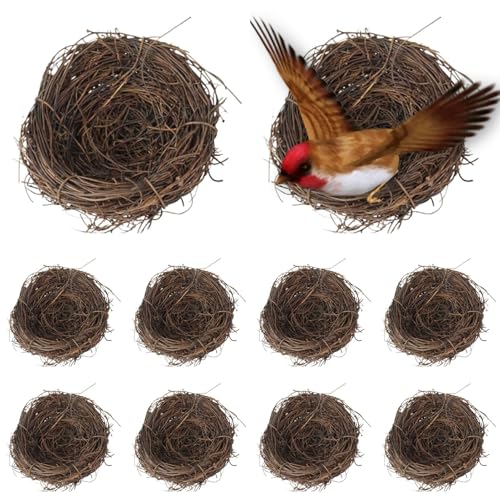 Mihauuke 10 Stück Vogelnest,Handgefertigte Vogelnester aus Rattan,Künstliche Vogelnest Vogelhäuschen,Natürliche Vogelhabitate von Mihauuke