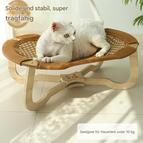 Mihauuke Rattan Katzenbett - Belüftetes Erhöhtes Rattan Bett Design Für Indoor Katzen Mit Kühleffekt | Atmungsaktive Hängematte Für Innenhöfe Kleine Bis Große Tiere von Mihauuke