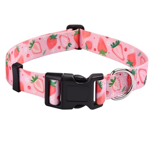 Mihqy Hundehalsband, Verstellbares, Weich & Komfort Hunde Halsband, Böhmisches, Blumen, geometrisches, Stammes Design, für Kleine, Mittlere und Große Hunde(Erdbeere,M) von Mihqy