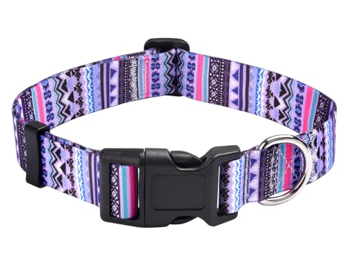 Mihqy Hundehalsband, Verstellbares, Weich & Komfort Hunde Halsband, Böhmisches, Blumen, geometrisches, Stammes Design, für Kleine, Mittlere und Große Hunde(Lila Böhmen,M) von Mihqy