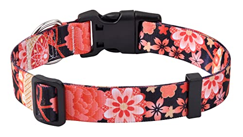 Mihqy Hundehalsband, Verstellbares, Weich & Komfort Hunde Halsband, Böhmisches, Blumen, geometrisches, Stammes Design, für Kleine, Mittlere und Große Hunde(Rote Blume A,S) von Mihqy