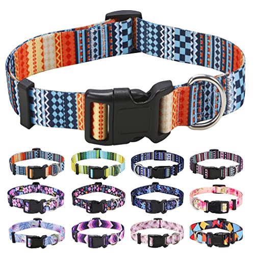 Mihqy Hundehalsband, Verstellbares, Weich & Komfort Hunde Halsband, Böhmisches, Blumen, geometrisches, Stammes Design, für Kleine, Mittlere und Große Hunde(Böhmische Orange,M) von Mihqy