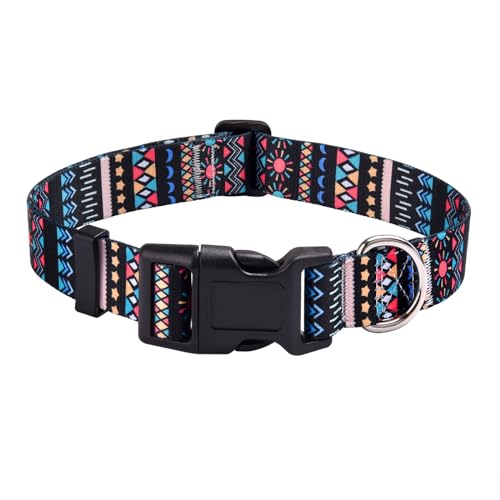 Mihqy Hundehalsband, Verstellbares, Weich & Komfort Hunde Halsband, Böhmisches, Blumen, geometrisches, Stammes Design, für Kleine, Mittlere und Große Hunde(Schwarz Böhmen,L) von Mihqy