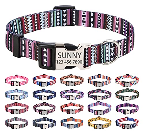 Mihqy Personalisierte Hundehalsbänder mit Eingraviertem Namen und Telefonnummer, 10 Colors& 4 Größen für Kleine, Mittlere und Große Hunde(Bohemian Lila,XS) von Mihqy