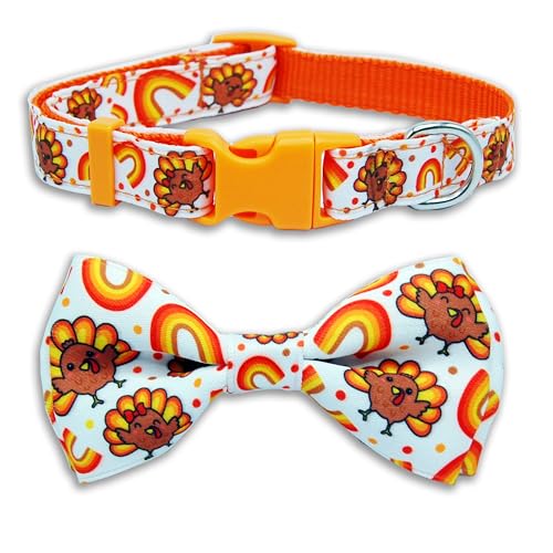 Thanksgiving-Hundehalsband, Herbstmotiv, mit Fliege, Türkei und Kürbis für kleine, mittelgroße und große Hunde Thanksgiving-Hundehalsband, Herbstmotiv, mit Fliege, Türkei und Kürbis für kleine, mittelgroße und große Hunde von Miiemiu