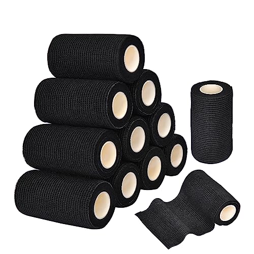 12 Rollen Haftbandage Verband Selbstklebender 10cm x 4,5m - Elastischer Verband Kohäsive Bandage Selbstklebend Bandage Haftbandage Fixierbinde für Katze,Hund,Handgelenk,Knöchelverstauchungen von Miilovdora