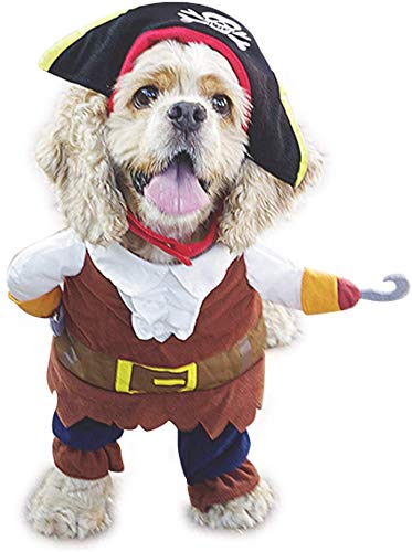 Mikayoo Haustierkostüm Pirates of the Caribbean Style Kleidung Halloween Anzug mit Hut Kostüm Bekleidung für Hunde (XL) von Mikayoo