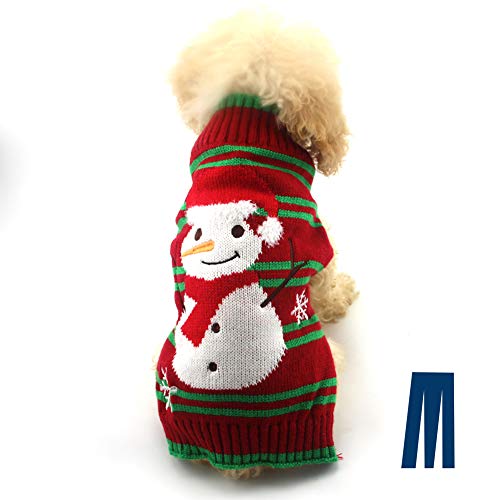 Mikayoo Hund Weihnachtspullover Haustier Xmas Pullover Katze Urlaub Pullover Bowknot Design Kaltes Wetter Mantel Urlaub Festlich Pullover für Kleine Hunde oder Katzen (Schneemann L) von Mikayoo