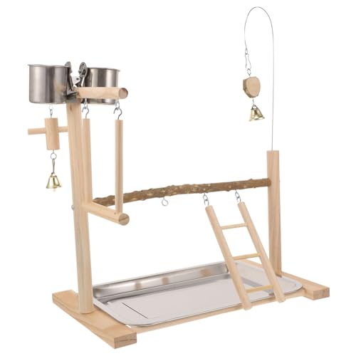 1Satz Papageien Spielzeugständer aus Pimentholz Interaktives für Sittiche und Cockatiels Langlebige Vogelperche mit Kauspielzeug Funktion zur Aktivität und Kreativität von Mikikit