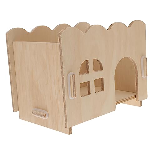 Mikikit 1 Stück Hamster-ausweich Bausatz Klein Versteck Häuser Hamsterhütte Heimtierbedarf Holzhütte Hamster Unterschlupf Weiß Hölzern von Mikikit