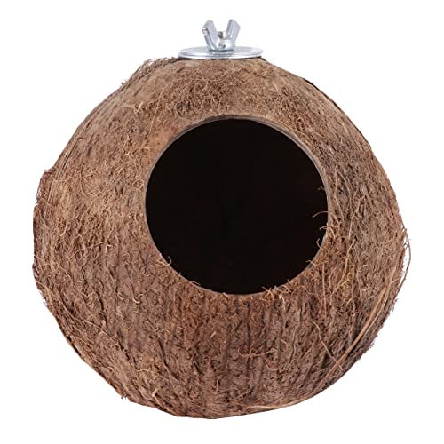 Mikikit 1 Stück Vogelnest die Critters Kleintier vogelkäfig käfig lendenwärmer Vogelzubehör Birdcage Papageienspielzeug Vogel Kokosnuss Kokosnest Nest für kleine Haustiere Vogelhaus Coffee von Mikikit