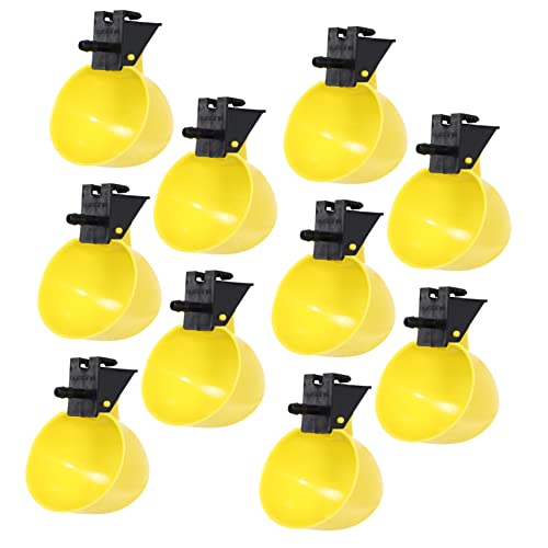 Mikikit 10 Stück Pigeon Chicken Trinkbrunnen Futterspender Automatische Geflügeltränke Vogel Selbsttrinker Wasser Käfig Hängenden Vogelhäuschen Bienenstock Coop Taube Yellow Plastik von Mikikit
