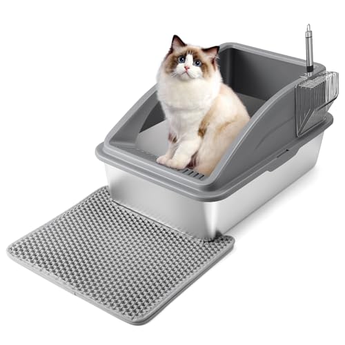 Mikikit 1Satz Katzenstreubox mit Hohen Seiten Großer Stabiler Katzenklo für Innenkatzen mit Praktischer und Rutschfester Matte für Große Katzen Mikikit 1Satz Katzenstreubox mit Hohen Seiten Großer Stabiler Katzenklo für Innenkatzen mit Praktischer und Rutschfester Matte für Große Katzen von Mikikit