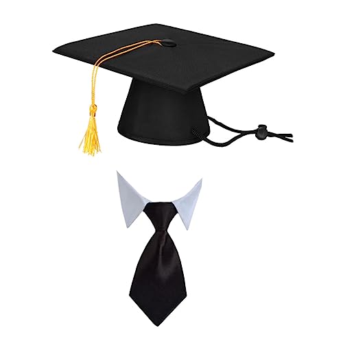 Mikikit 2Er Set Pet Doctor's Cap Tie Set pet Supplies hundefressnäpfe hundesofa hundeaccessoires hundesnack Bausatz Abschlusshut für Kleidung Welpen-Arzt-Hut Tierkatzenspielzeugkappe Black von Mikikit