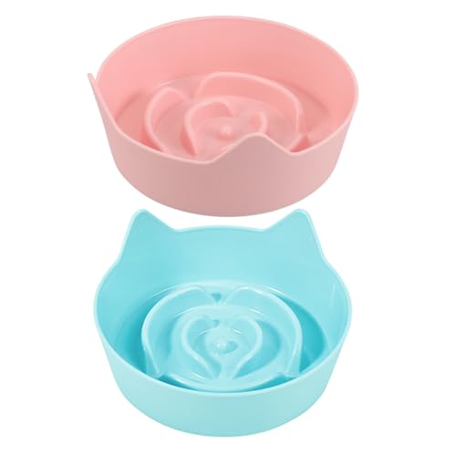 Mikikit 2Stücke Katzenfutternapf Katzenohr Design Rutschfester Slow Feeder für Kätzchen Farbenfrohe Futterteller zur Vermeidung von Erstickungsanfällen für Heimgebrauch von Mikikit
