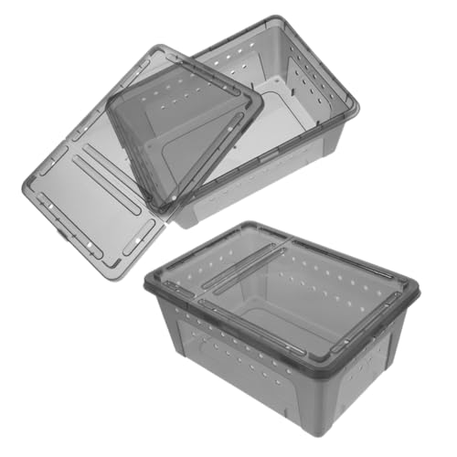 Mikikit 2er-Packung Reptilien Terrarium Container Spinne Tarantula -gehäuse Gehege Für Reptilien Frosch -Terrarium Kleines Gehege Brutkasten Für Reptilien Plastik Grey Mikikit 2er-Packung Reptilien Terrarium Container Spinne Tarantula -gehäuse Gehege Für Reptilien Frosch -Terrarium Kleines Gehege Brutkasten Für Reptilien Plastik Grey von Mikikit