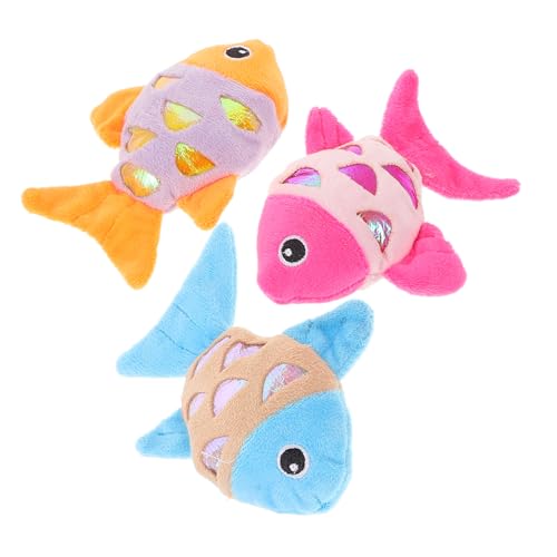 Mikikit 3 Stück Fischspielzeug Katzen cat Toys katzenspielzeig katzenspielzeug cat Katzenfisch-Spielzeugmatte interaktive Katze Plüschfisch für Haustiere von Mikikit